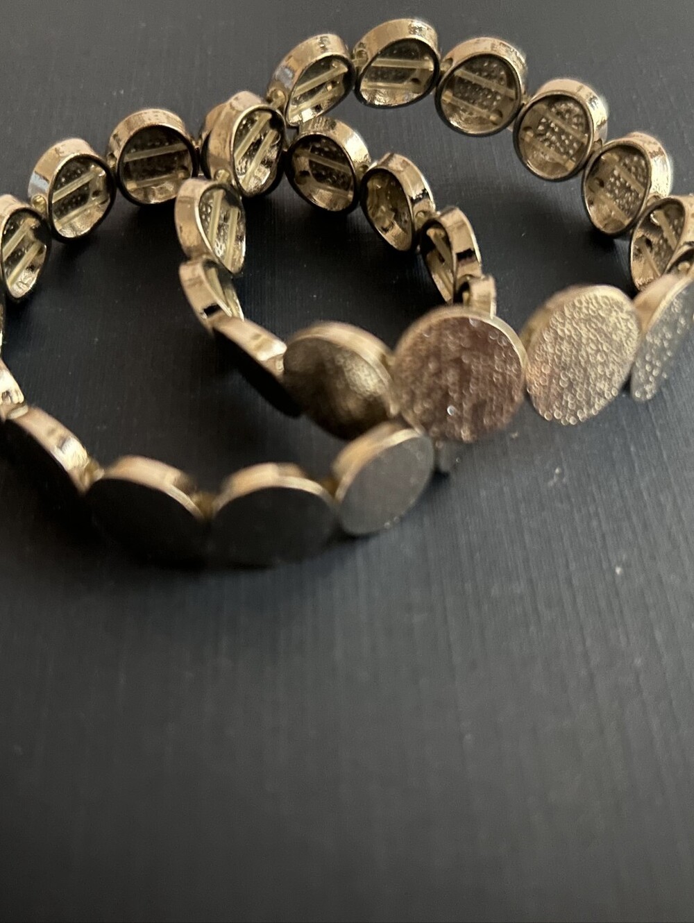 2 Silver Tone Disc Stretch Bracelet - Women Jewelry